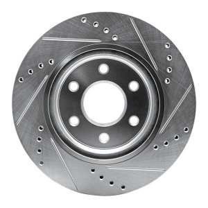 Nissan Frontier Brake Rotor (1) - Front Left - R1 Concepts - Drilled & Slotted - Silver - `05-`25